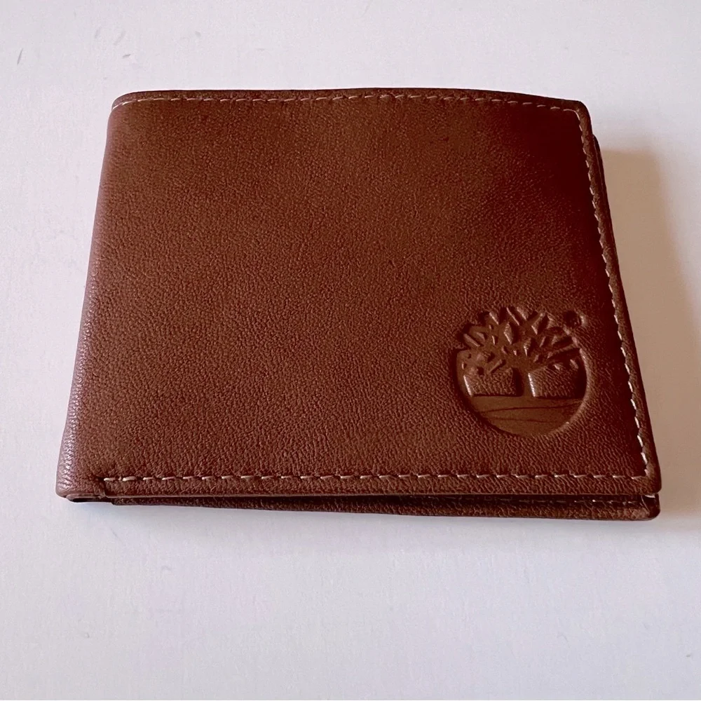 TIMBERLAND MENS LEATHER BIFOLD WALLET TAN NWT